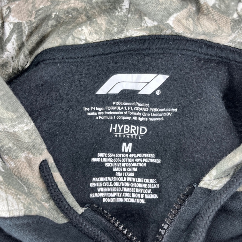 Formula 1 Track Racing Division Men M Black Camo Hood Full Zip Hoodie F1 Hybrid - Picture 3 of 9